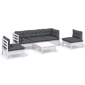 vidaXL 6 pcs conjunto lounge de jardim c/ almofad&otilde;es pinho maci&ccedil;o