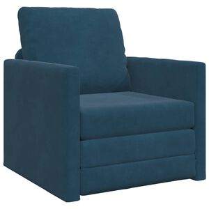 vidaXL Sof&aacute;-Cama Azul 74 x 77 x 81 cm Veludo