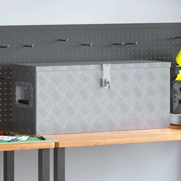 vidaXL Caixa de alum&iacute;nio 76,5x26,5x33 cm prateado