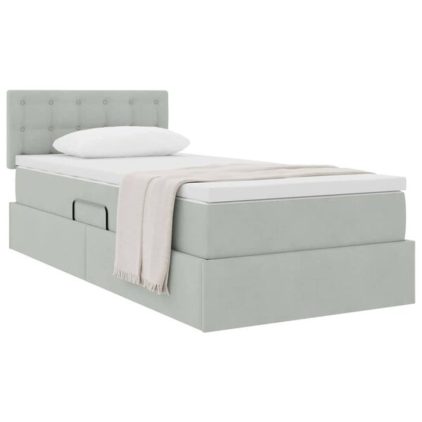 vidaXL Cama com Armazenamento Cinzento-claro 100 x 200 cm Veludo