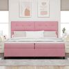 vidaXL Cama Box Spring LED com colch&atilde;o Rosa 200 x 200 cm tecido