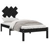 vidaXL Estrutura cama pequena solteiro 75x190 cm madeira maciça preto