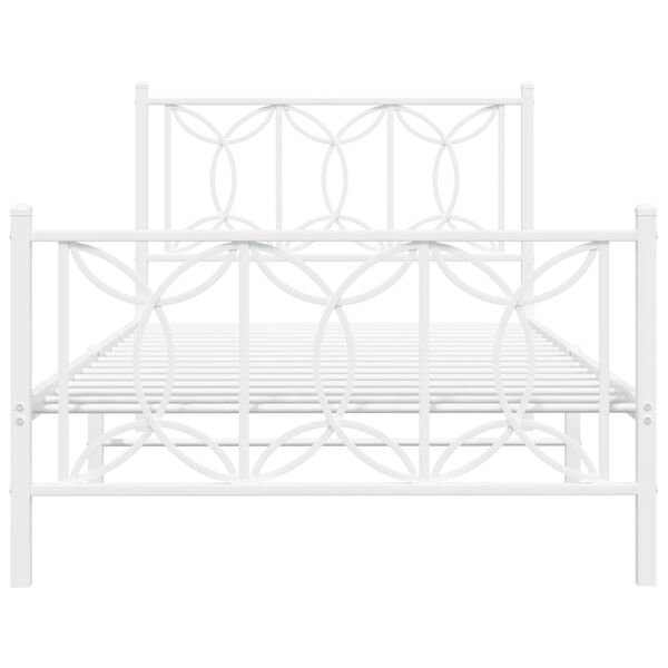 vidaXL Estrutura de cama com cabeceira e pés 107x203 cm metal branco