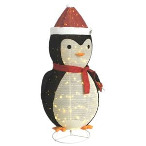 vidaXL Pinguim de Natal decorativo com luzes LED tecido de luxo 180 cm