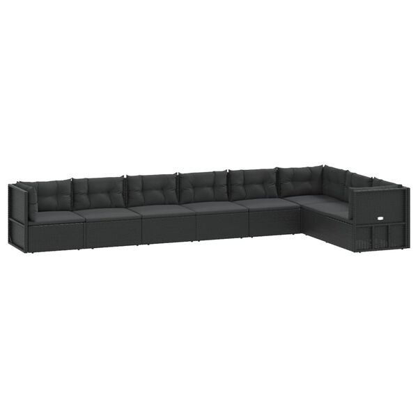 vidaXL 8 pcs conjunto lounge de jardim c/ almofad&otilde;es vime PE preto