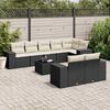 vidaXL 9 pcs conjunto de sof&aacute;s p/ jardim c/ almofad&otilde;es vime PE preto
