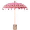 vidaXL Parasol Balin&ecirc;s com Base Rosa &Oslash; 210-220 cm