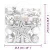 vidaXL 70 pcs conjunto de enfeites de Natal prateado e branco
