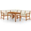 vidaXL 5 pcs conjunto de jantar p/ jardim c/ almofad&otilde;es ac&aacute;cia maci&ccedil;a