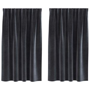vidaXL Cortinas opacas 2 unid. Cinzento-Escuro 140 x 140 cm Veludo