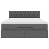 vidaXL Cama otomana com colchão 140x200 cm tecido cinzento escuro