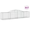 vidaXL Cestos gabi&atilde;o arqueados 17pcs 300x50x60/80 cm ferro galvanizado