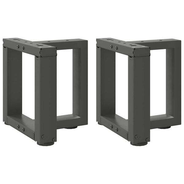 vidaXL P&eacute;s para mesa de centro em forma de T, 2 pe&ccedil;as, antracite, 30x25x(30-31) cm, a&ccedil;o