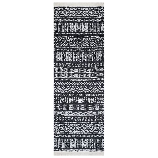 vidaXL Tapete 100x300 cm algod&atilde;o preto e branco