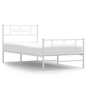 vidaXL Estrutura de cama com cabeceira e p&eacute;s 100x200 cm metal branco