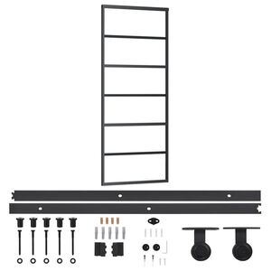 vidaXL Porta deslizante c/ conj. ferragens 76x205cm vidro ESG/alum&iacute;nio