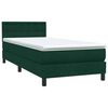 vidaXL Cama com molas/colch&atilde;o 90x220 cm veludo verde-escuro