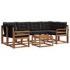 vidaXL Conjunto de Sof&aacute;s para Exterior 7 pcs Natural e Preto