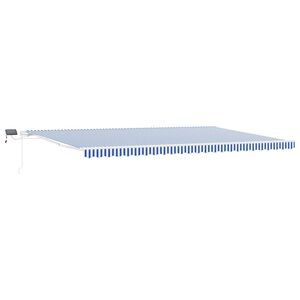 vidaXL Toldo retr&aacute;til Azul e Branco 600 &times; 300 cm Poli&eacute;ster e Alum&iacute;nio
