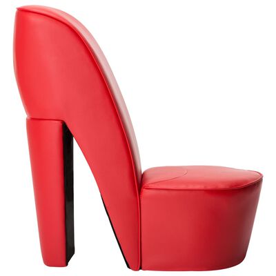 vidaXL Cadeira estilo sapato de salto alto couro artificial vermelho