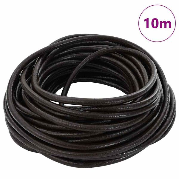 vidaXL Corda de Couro Marrom Escuro &Oslash;4 mm x 10 m Couro