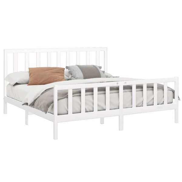 vidaXL Cama sem colch&atilde;o 200x200 cm madeira de pinho maci&ccedil;a branco