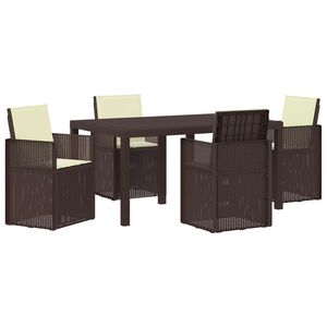 vidaXL Conjunto de Jantar para Jardim 5 unid. Castanho e Creme PP