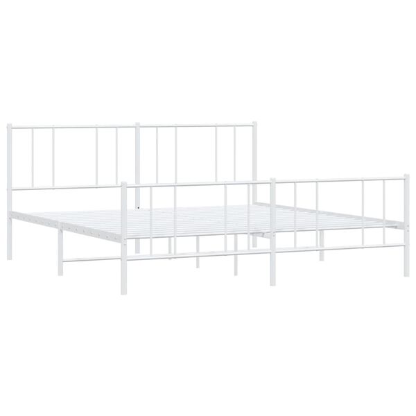 vidaXL Estrutura de cama com cabeceira e p&eacute;s 193x203 cm metal branco