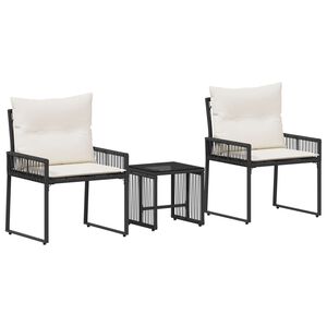 vidaXL Conjunto de M&oacute;veis para Exterior 7 unid. Preto e Branco Creme