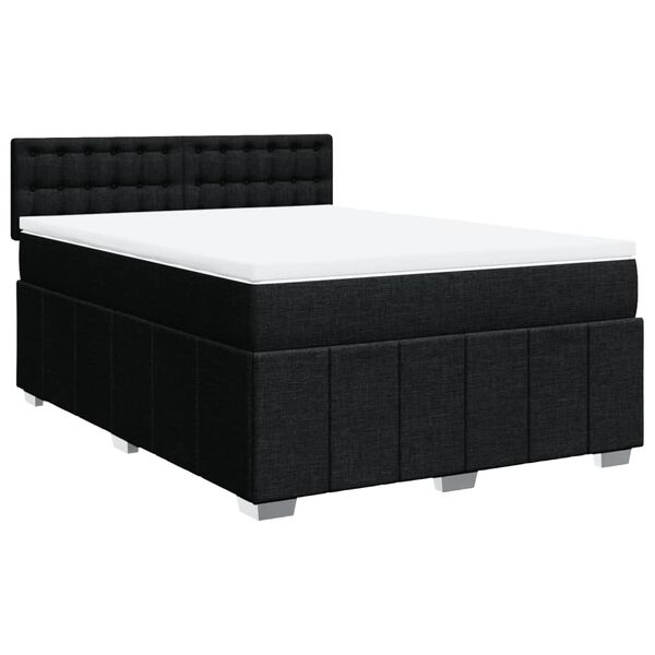 vidaXL Cama com molas/colch&atilde;o 140x190 cm tecido preto