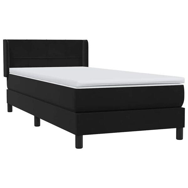 vidaXL Cama com molas/colch&atilde;o preto 80x210 cm veludo