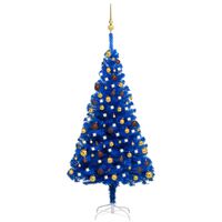 vidaXL Árvore Natal artificial pré-iluminada c/ bolas 150cm PVC azul