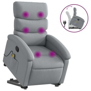 vidaXL Poltrona reclin&aacute;vel massagens tecido cinzento-claro