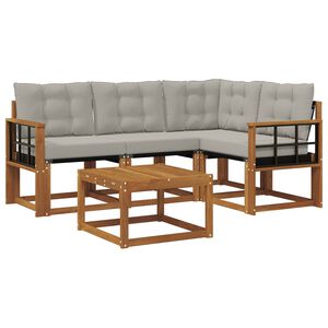 vidaXL Conjunto de Sof&aacute;s para Exterior 5 unid. Cinza Natural e Claro