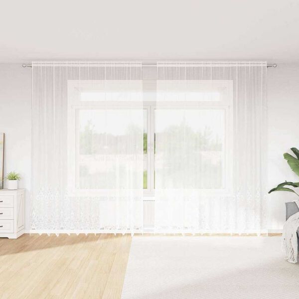 vidaXL Cortina de Renda com cortinas Branco 300 x 300 cm Poli&eacute;ster