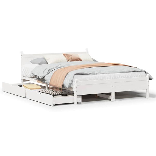 vidaXL Cama sem colchão 120x190 cm madeira de pinho maciça branco