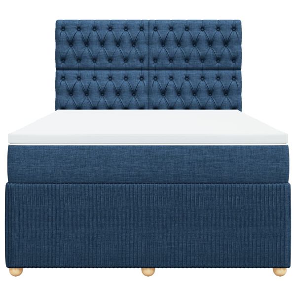 vidaXL Cama com molas/colch&atilde;o 140x190 cm tecido azul