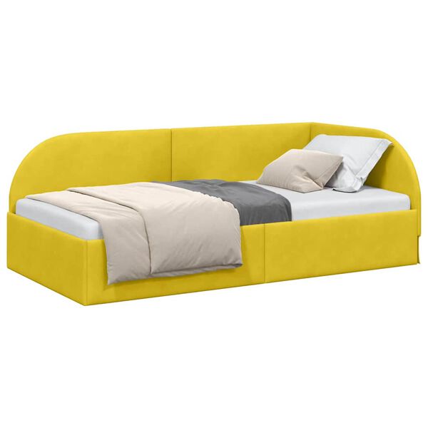 vidaXL Estrutura de Cama de Canto Amarelo 90 cm x 190 cm tecido