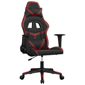 vidaXL Cadeira gaming couro artificial preto e vermelho tinto