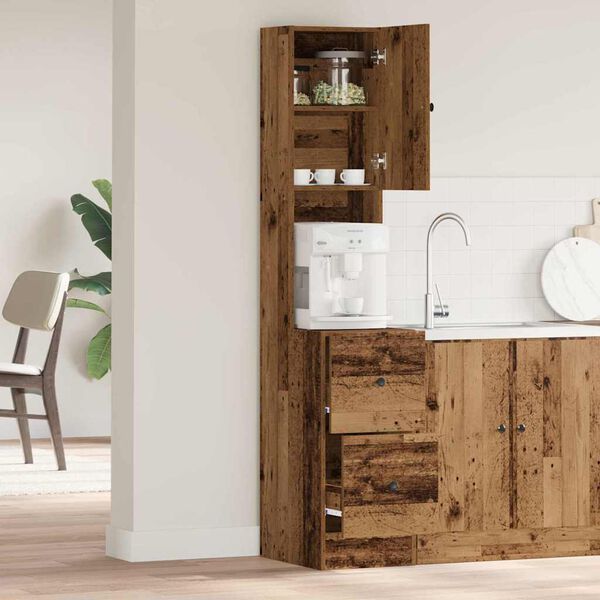 vidaXL Buffet de Cozinha com gaveta Madeira antiga 32 x 50 x 180 cm