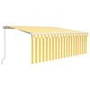 vidaXL Toldo retr&aacute;til manual com estore/LED 4x3 m amarelo e branco