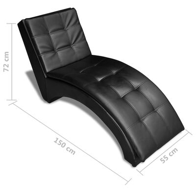 vidaXL Chaise longue com almofada couro artificial preto