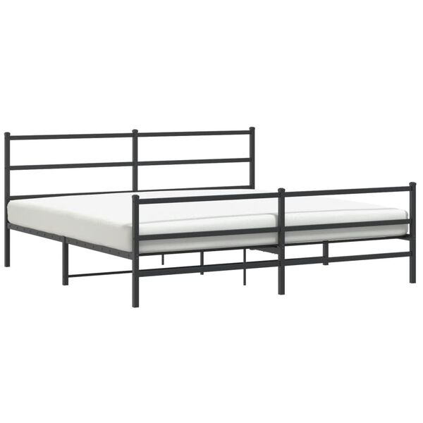 vidaXL Estrutura de cama pain&eacute;is cabeceira e p&eacute;s 200x200cm metal preto