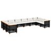 vidaXL 10 pcs conjunto sof&aacute;s de jardim c/ almofad&otilde;es vime PE preto