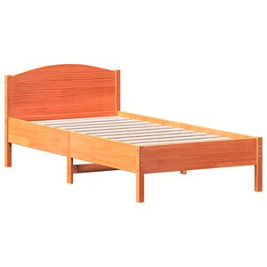 vidaXL Cama sem colch&atilde;o 75x190 cm madeira de pinho maci&ccedil;a castanho-mel
