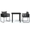 vidaXL 3 pcs conjunto de jantar para jardim preto