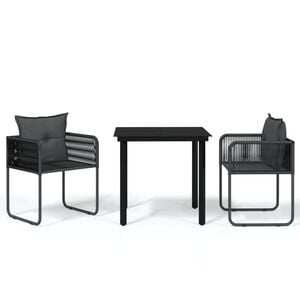 vidaXL 3 pcs conjunto de jantar para jardim preto