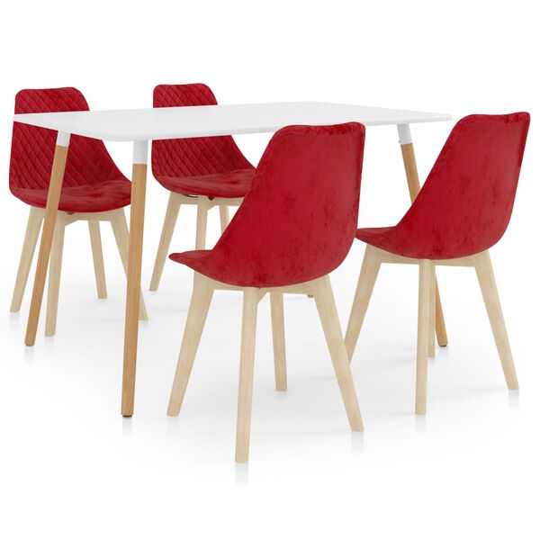 vidaXL 5 pcs conjunto de jantar vermelho