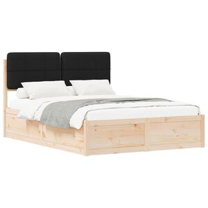 vidaXL Estrutura de Cama com Cabeceira Estofada Preto 140 x 190 cm