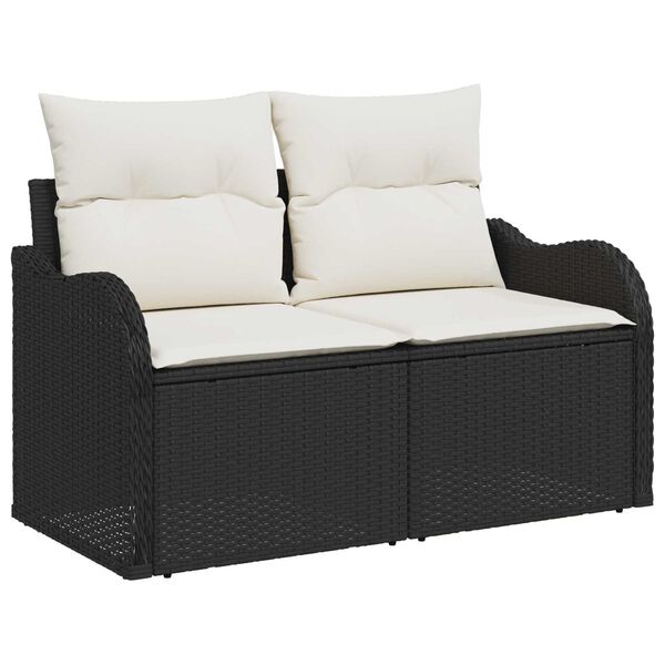 vidaXL Conjunto de Sof&aacute; de Jardim 7 pcs Preto Rattan Sint&eacute;tico